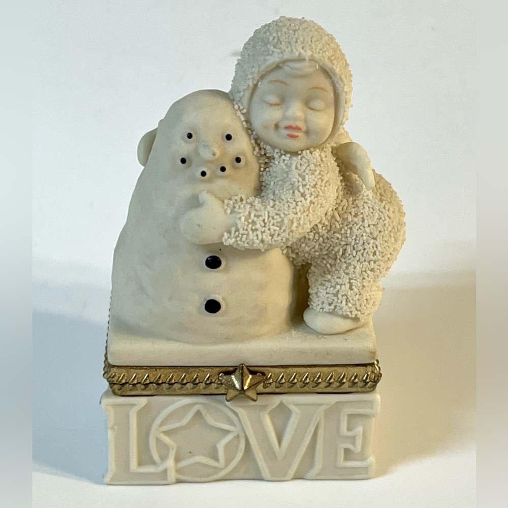 Department 56 Snowbabies 'I Love You' Hinged Small Trinket Box Snowman 2.5 in